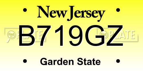 B719GZ New Jersey License Plate