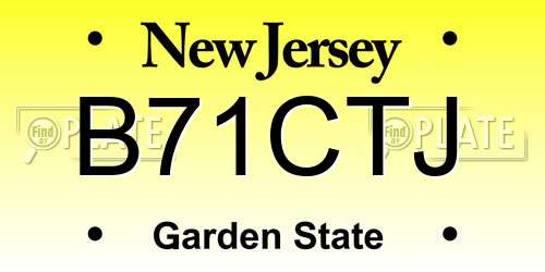 B71CTJ New Jersey License Plate