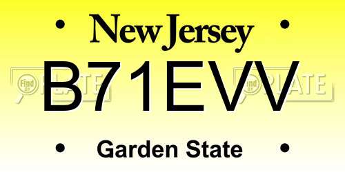 B71EVV New Jersey License Plate