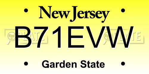 B71EVW New Jersey License Plate