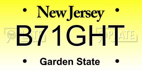 B71GHT New Jersey License Plate