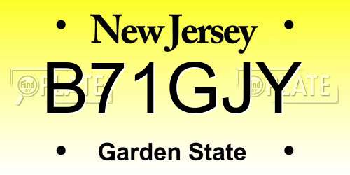 B71GJY New Jersey License Plate
