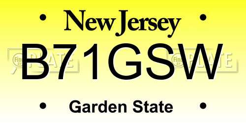 B71GSW New Jersey License Plate