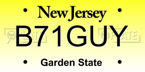 B71GUY New Jersey License Plate