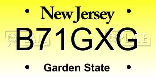 B71GXG New Jersey License Plate
