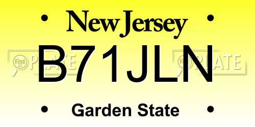 B71JLN New Jersey License Plate