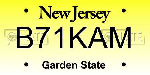 B71KAM New Jersey License Plate