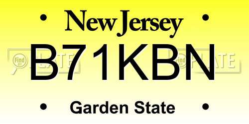 B71KBN New Jersey License Plate