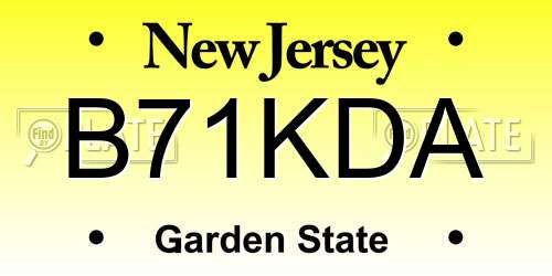 B71KDA New Jersey License Plate