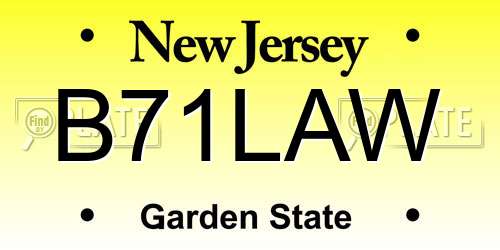 B71LAW New Jersey License Plate