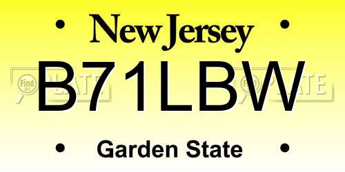 B71LBW New Jersey License Plate
