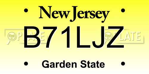 B71LJZ New Jersey License Plate