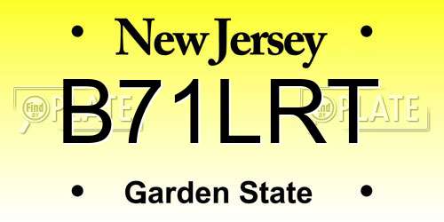 B71LRT New Jersey License Plate