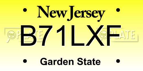 B71LXF New Jersey License Plate