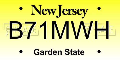 B71MWH New Jersey License Plate