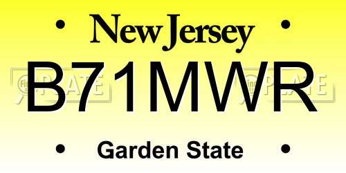 B71MWR New Jersey License Plate