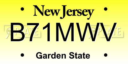 B71MWV New Jersey License Plate