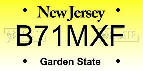 B71MXF New Jersey License Plate