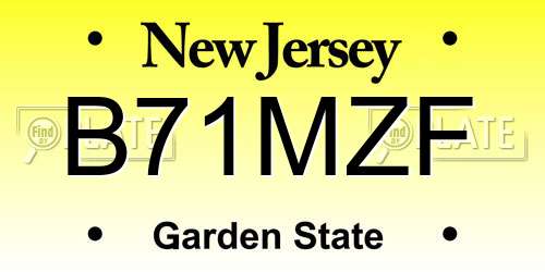 B71MZF New Jersey License Plate