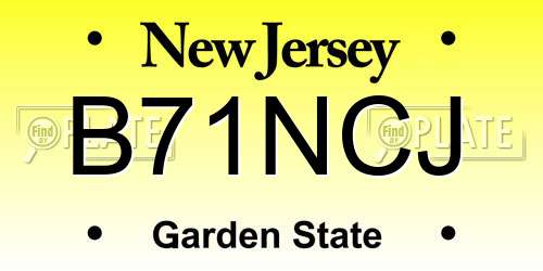 B71NCJ New Jersey License Plate