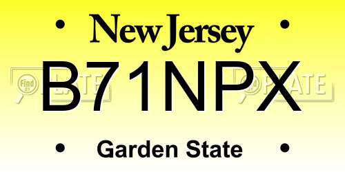 B71NPX New Jersey License Plate