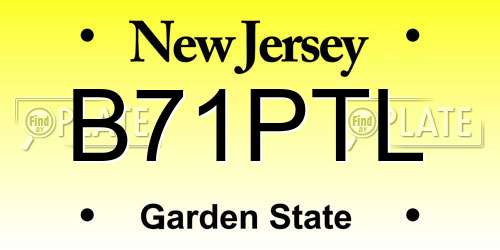 B71PTL New Jersey License Plate