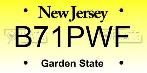 B71PWF New Jersey License Plate