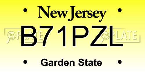 B71PZL New Jersey License Plate