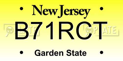 B71RCT New Jersey License Plate