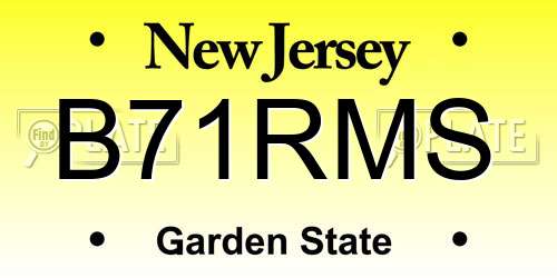 B71RMS New Jersey License Plate