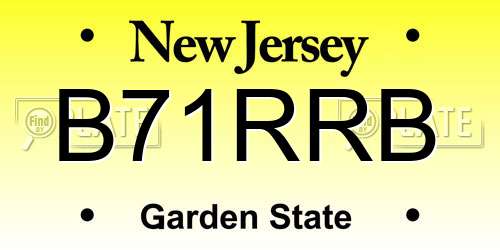 B71RRB New Jersey License Plate