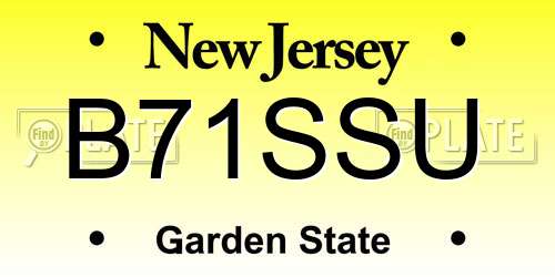 B71SSU New Jersey License Plate