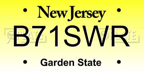 B71SWR New Jersey License Plate