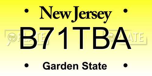 B71TBA New Jersey License Plate