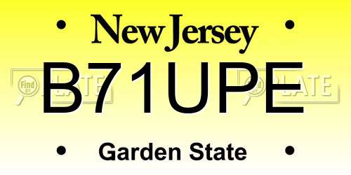 B71UPE New Jersey License Plate