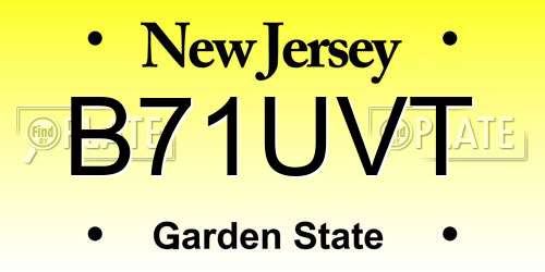 B71UVT New Jersey License Plate