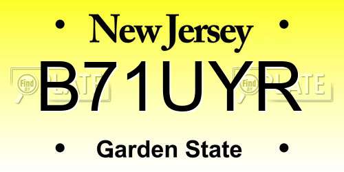 B71UYR New Jersey License Plate