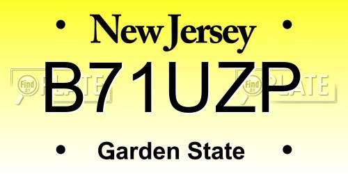 B71UZP New Jersey License Plate