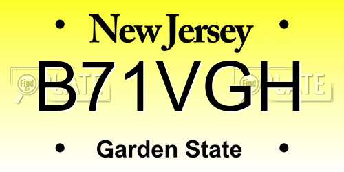 B71VGH New Jersey License Plate