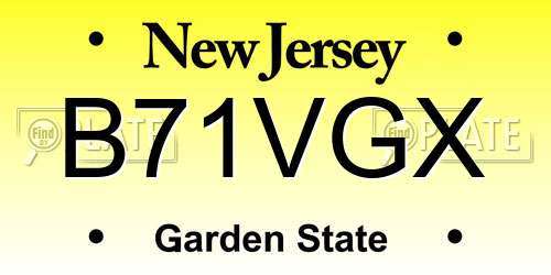 B71VGX New Jersey License Plate