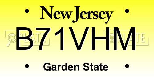 B71VHM New Jersey License Plate
