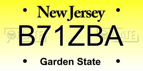 B71ZBA New Jersey License Plate