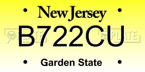 B722CU New Jersey License Plate