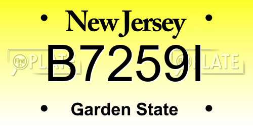 B7259I New Jersey License Plate