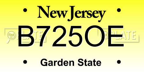 B725OE New Jersey License Plate