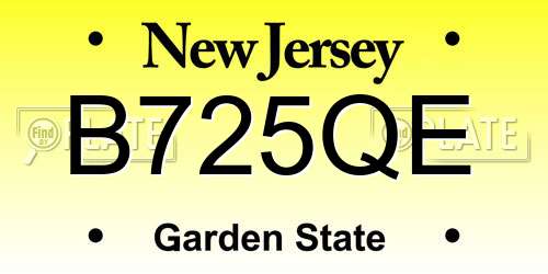 B725QE New Jersey License Plate