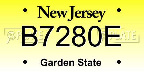 B7280E New Jersey License Plate
