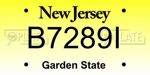 B7289I New Jersey License Plate