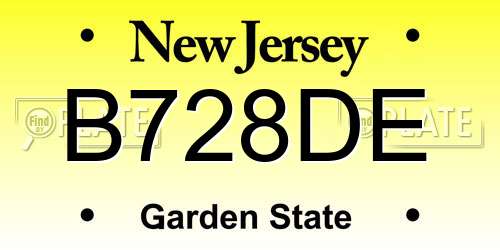 B728DE New Jersey License Plate