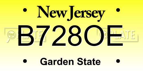 B728OE New Jersey License Plate